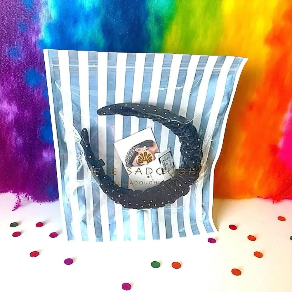 LELE SADOUGHI Jet Dot Velvet Kelly Headband BRAND NEW WITH TAGS RV $85